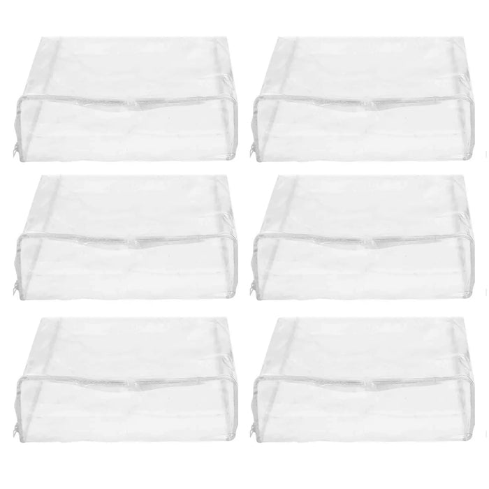 6 Pc Zippered Storage Bags Clear Vinyl Clothes Blanket Home Space Saver 15X18X6