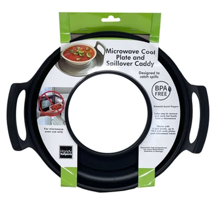 Set of 2 Microwave Plate Cover Adjustable Steam Vents and Plate Caddy Spill Dish