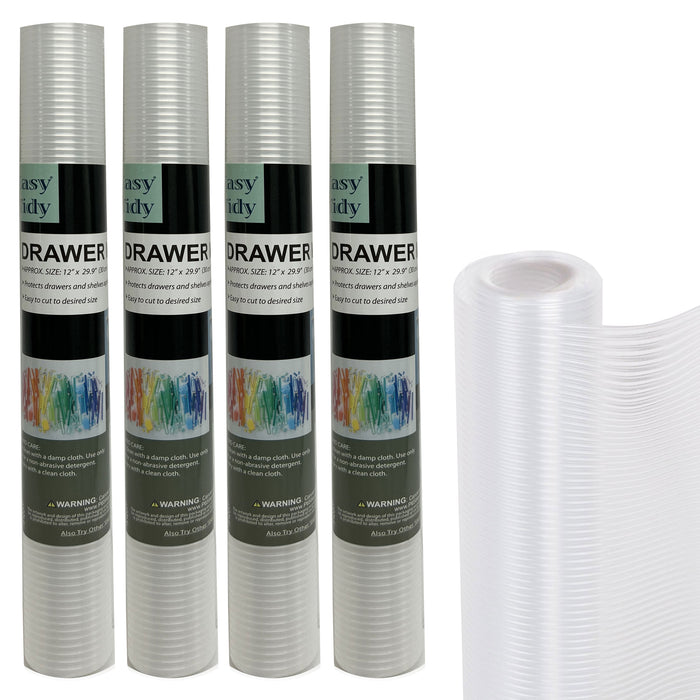 4 Roll Shelf Liner Non Adhesive Drawer Mat No Slip Grip Ribbed 12"X30" Pad Clear