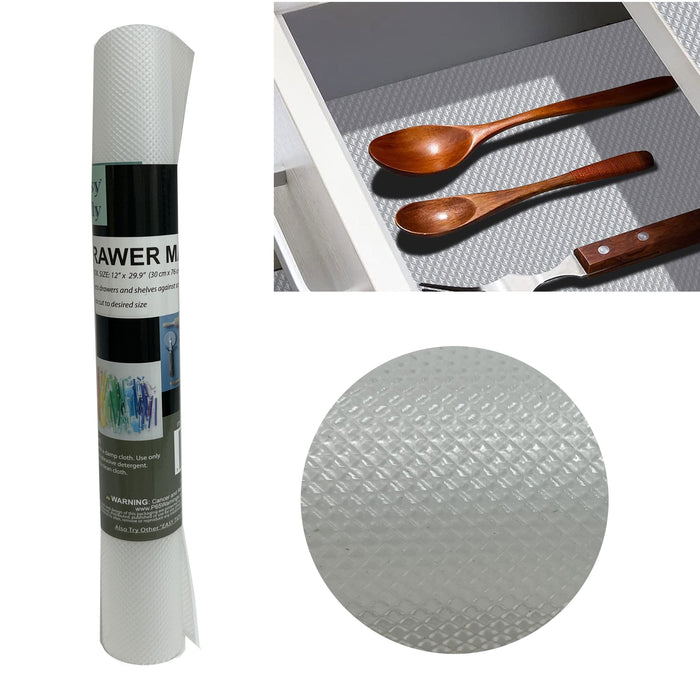 1 Roll Kitchen Drawer Liner Clear Shelf Mat Cover Non Slip Grip Tool Box 12"X30"