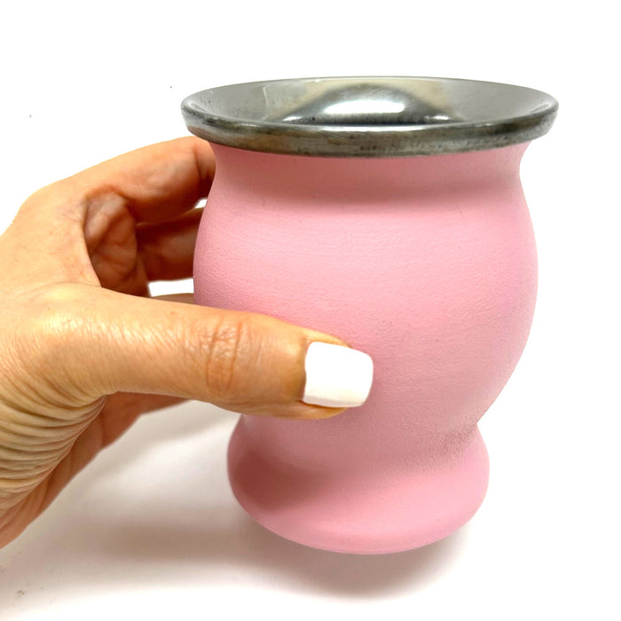 Unbreakble Stainless Steel Cup Drink Mate or Tea with Bombilla Set Pink