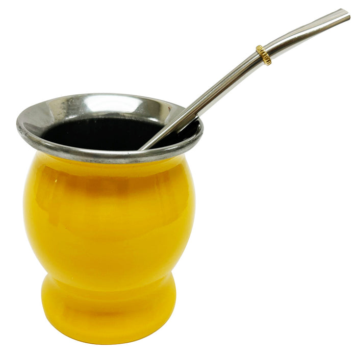Argentina Yerba Mate Cup Tea Gourd Stainless Steel Bombilla Set Double Wall Yelo