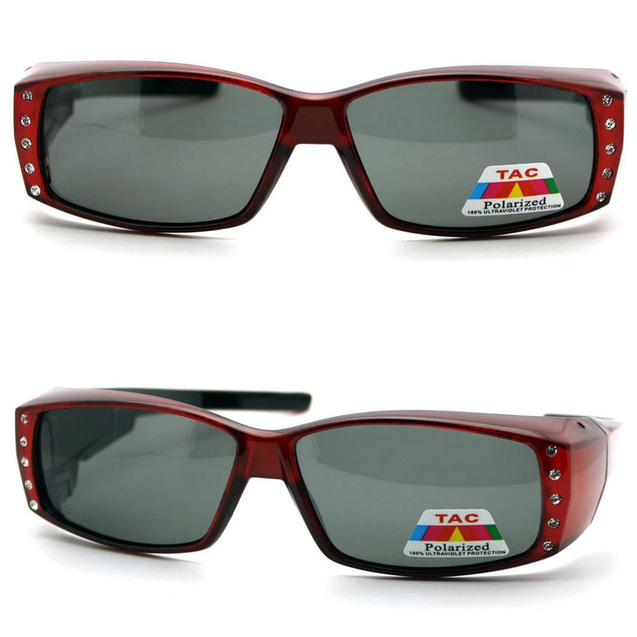 1 Pair Womens Rhinestone Anti-glare Polarized Chic Narrow Rectangular Sunglasses