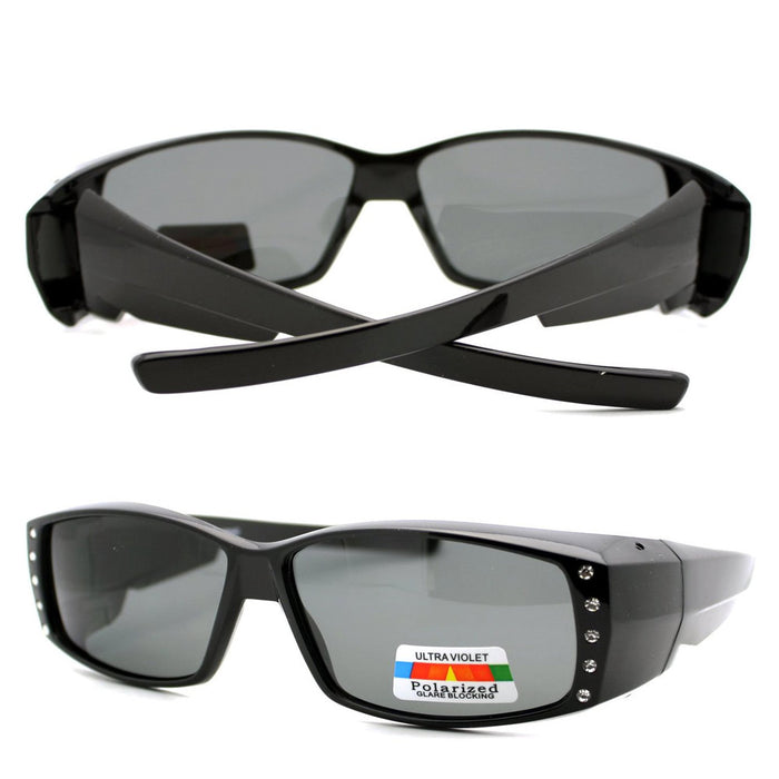 1 Pair Womens Rhinestone Anti-glare Polarized Chic Narrow Rectangular Sunglasses
