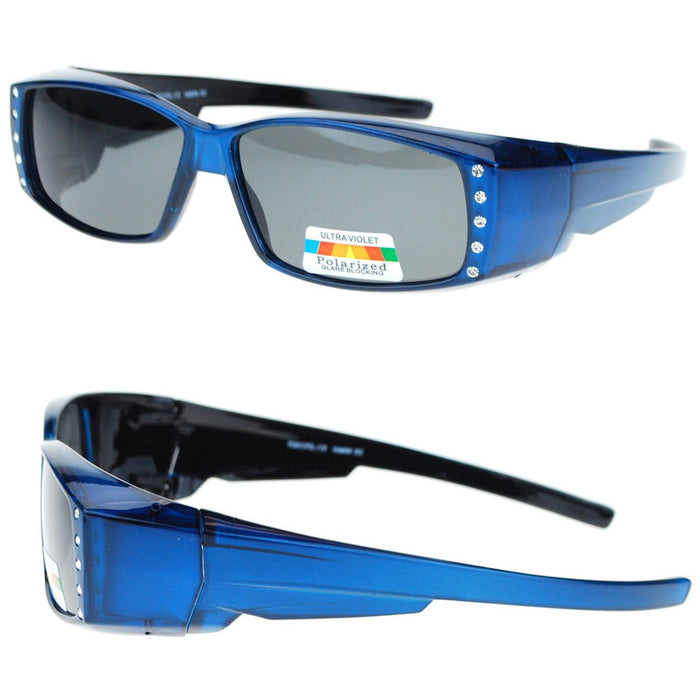 1 Pair Womens Rhinestone Anti-glare Polarized Chic Narrow Rectangular Sunglasses