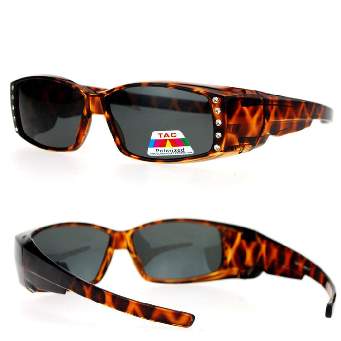 1 Pair Womens Rhinestone Anti-glare Polarized Chic Narrow Rectangular Sunglasses