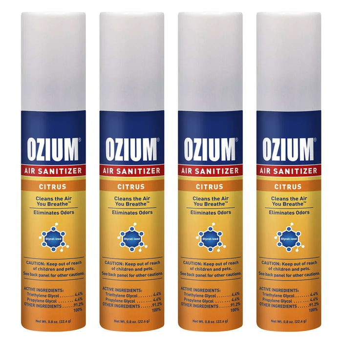 4 Ozium Air Sanitizer Freshener Citrus Scented Odor Eliminator Fragrance 0.08oz