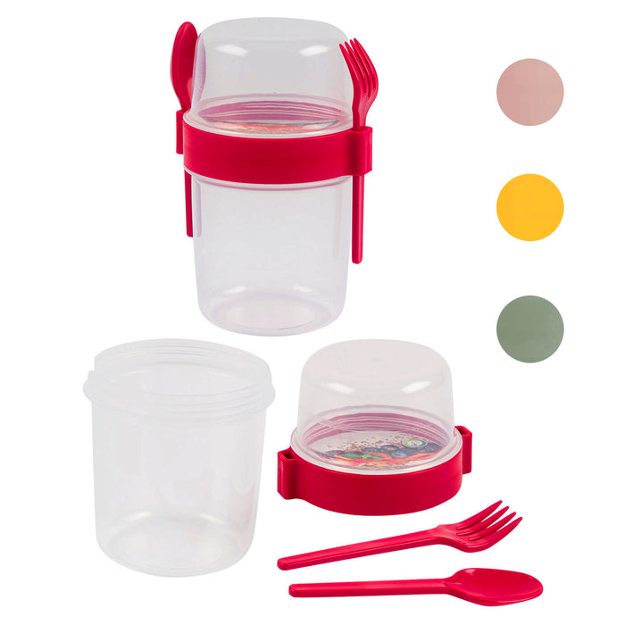 2 Sets Overnight Oats Container Cup Yogurt Fruit Parfait Cereal Spoon Fork 27oz