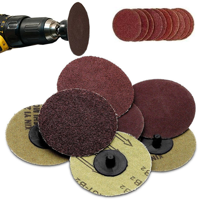 100Pcs 3" 60 Grit Sanding Disc R Type Discs Abrasive Roll Lock MEDIUM US