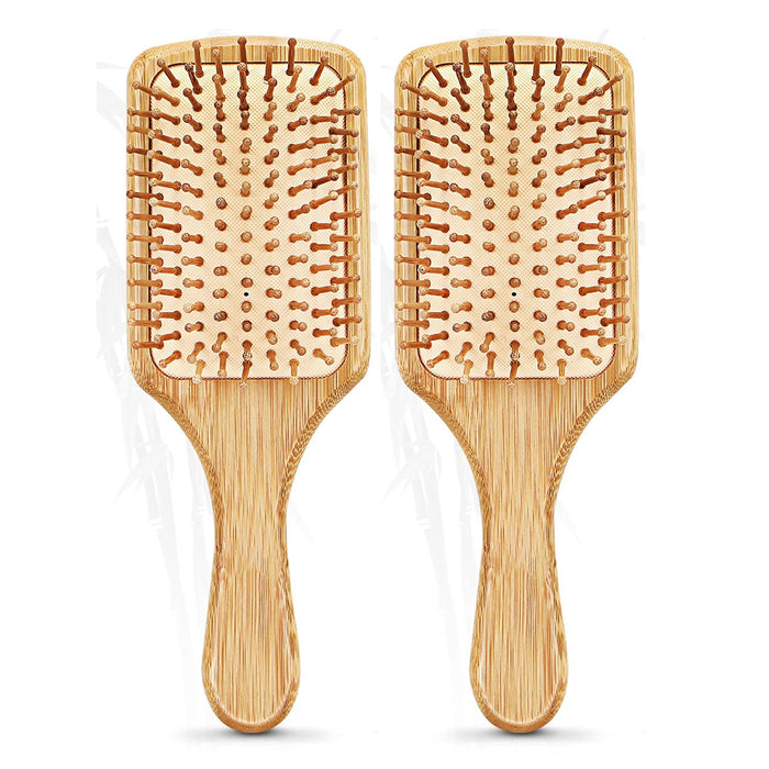 2 Wide Detangling Brush Bamboo Paddle Hairbrush Salon Care Anti-static Massager