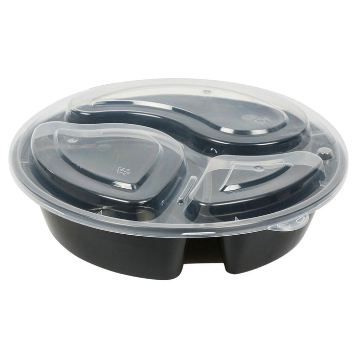 24 Food Storage Containers Meal Prep 3 Compartment Plate W/ Lids Reusable 30oz