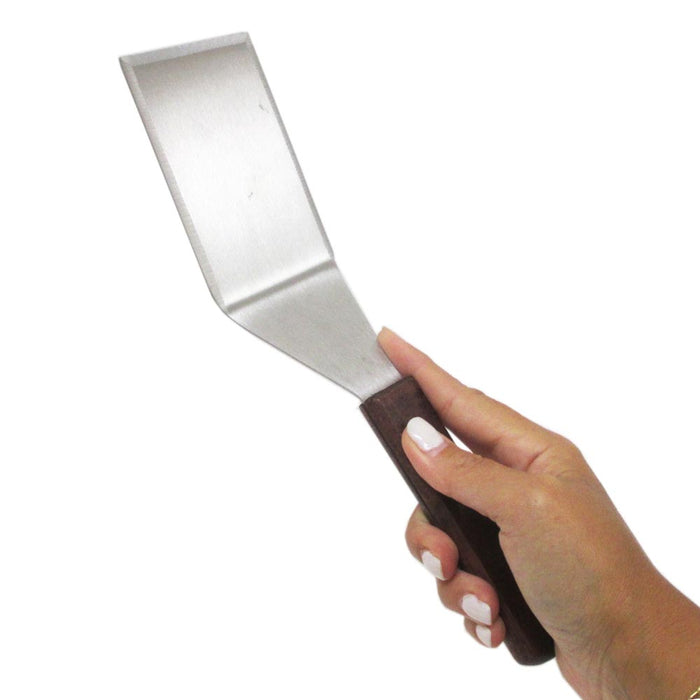 2 Pc Heavy Duty Wood Handle Spatula Scraper Solid Turner Stainless Steel Griddle