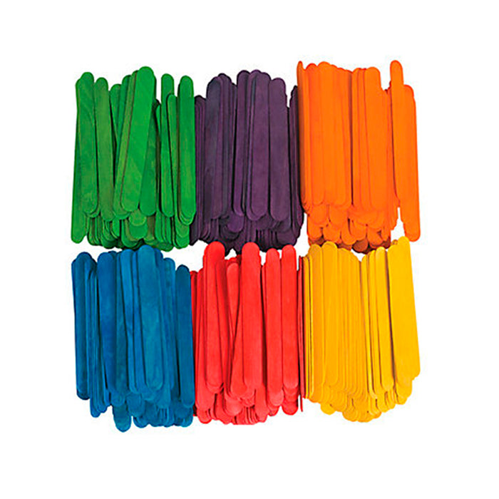 200 Pc Mini Multi Color Natural Wooden 2 1/2" Craft Popsicle School Arts Sticks