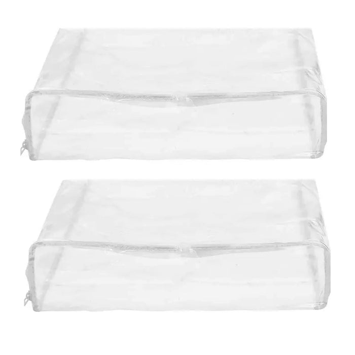 2 Clear Zippered Storage Bag Vinyl Blanket Sweater Clothes Space Saver 15X18X3