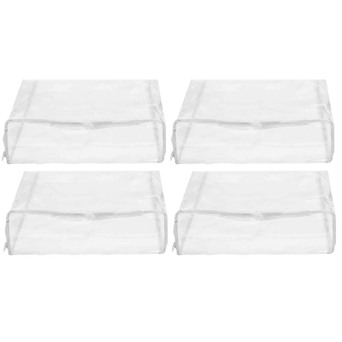 4 Clothes Quilt Blanket Storage Clear Zippered Bag Space Saver Organizer 15X18X5