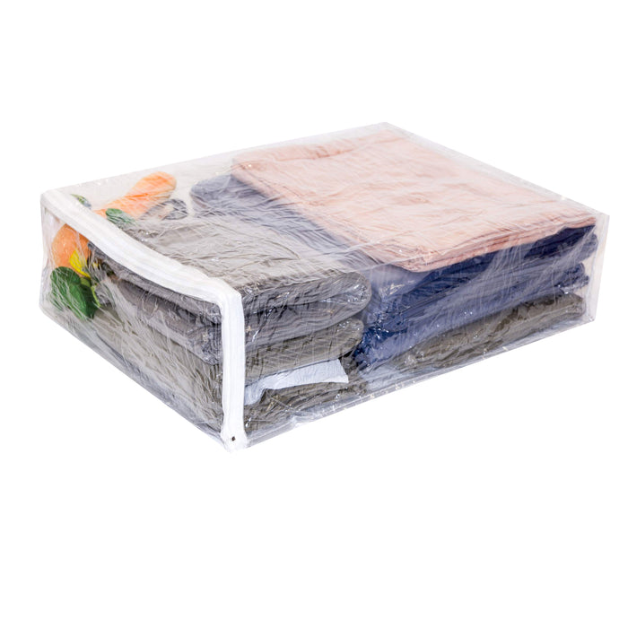 4 Clothes Quilt Blanket Storage Clear Zippered Bag Space Saver Organizer 15X18X5