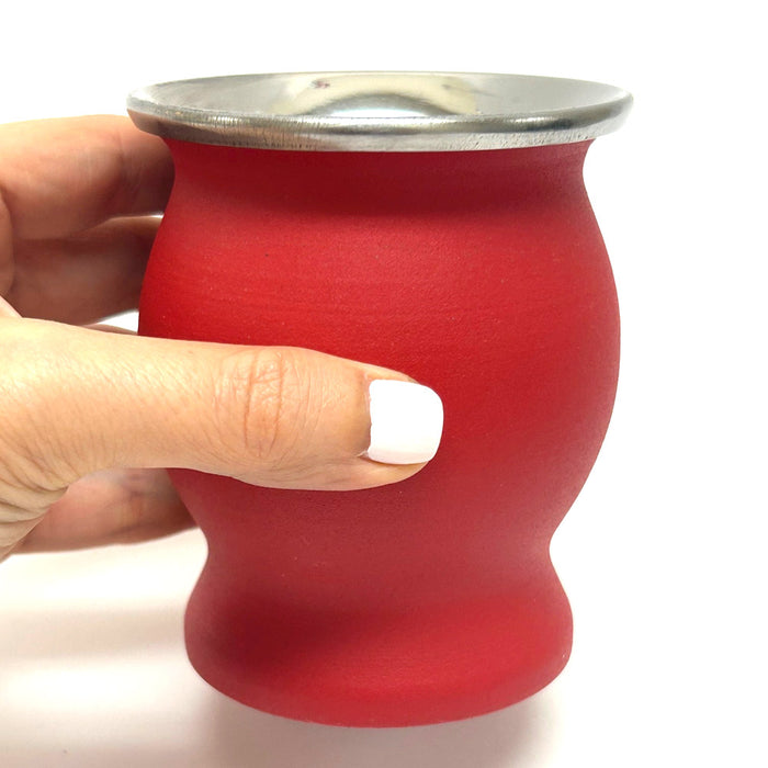 Independiente Rey de Copas Argentina Gourd Tea Yerba Mate Cup Bombilla Straw Stainless Steel Double Wall Red