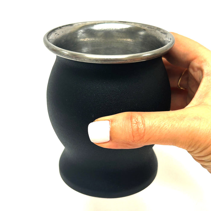 Painted Black this Argentine Yerba Mate Gourd Tea Cup Bombilla Straw Stainless Steel Double Wall