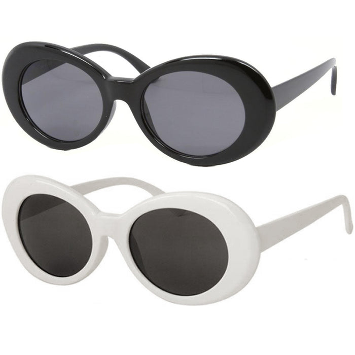 1 White Black Clout Goggles Glasses Vintage Classic Kurt Cobain Sunglass Oval