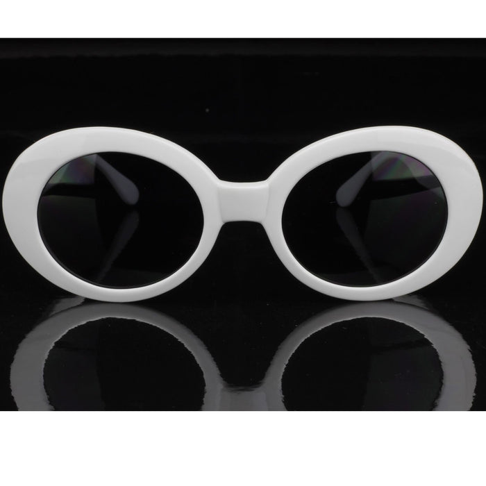 1 White Black Clout Goggles Glasses Vintage Classic Kurt Cobain Sunglass Oval