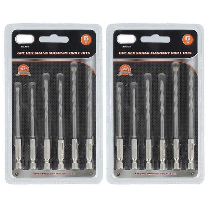 12 Pc Steel Hex Shank Masonry Drill Bit Set 1/4 5/32 11/64 13/64 7/32 15/64 Tool
