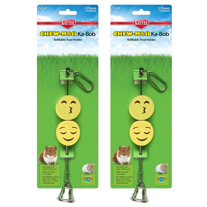2 Treat Dispenser Chew-Moji Kabob Skewer Kebab Holder Hanging Refill Feeder Bell