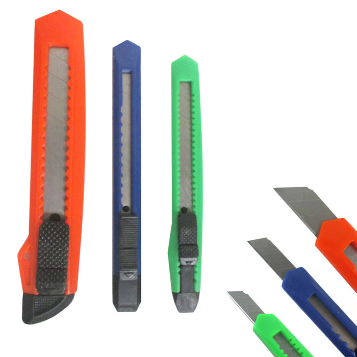 Lot Of 24 Retractable Utility Knife Box Cutter Snap Off Razor Sharp Blade Tool