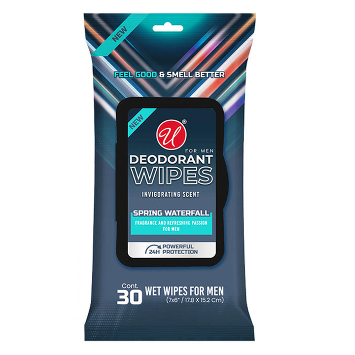 4 Packs Men's Deodorant Wipes Cleaning Towelette Moist Cloth Spring Scent 120 Ct