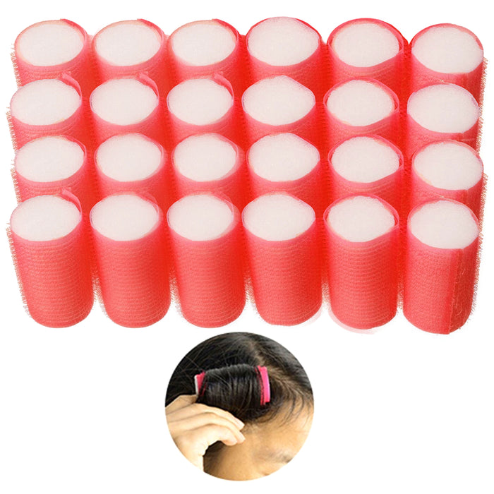 24 Soft Foam Cushion Cling Hair Rollers Self Adhering Medium Curls Curlers 1"Dia