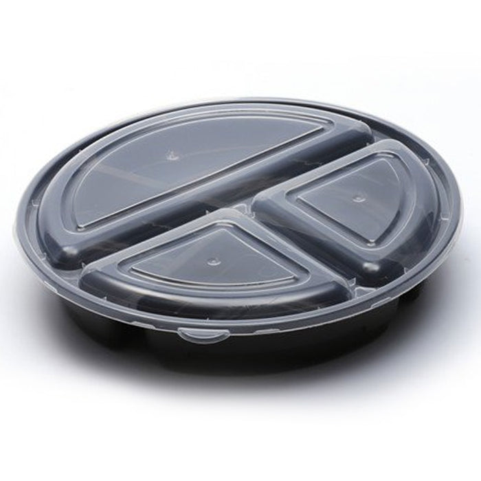 6 Meal Prep Food Storage Containers 3 Section Divided Plates W/ Lids Cover Lunch