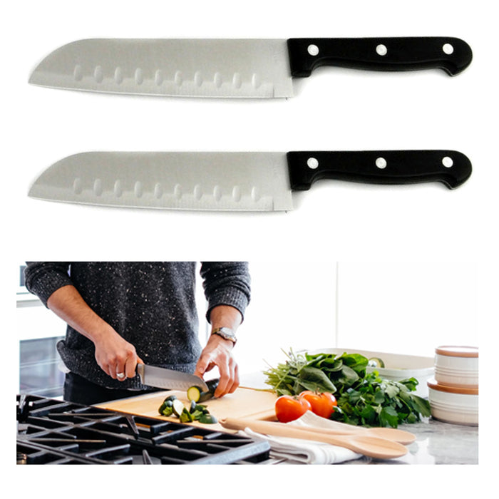 2 Santoku Knife Japanese Stainless Blade Kitchen Cook Chef Sushi Fish Meat Fruit