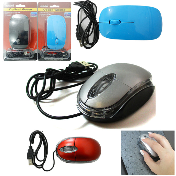 USB 2.0 Optical Wired Scroll Wheel Mouse Mice PC Laptop Notebook Desktop Colors