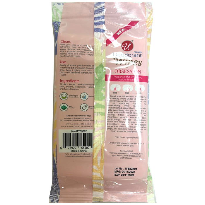 180Ct Women Deodorant Wipes Daily Feminine Cloths Body Face Removes Odor 6 Pack