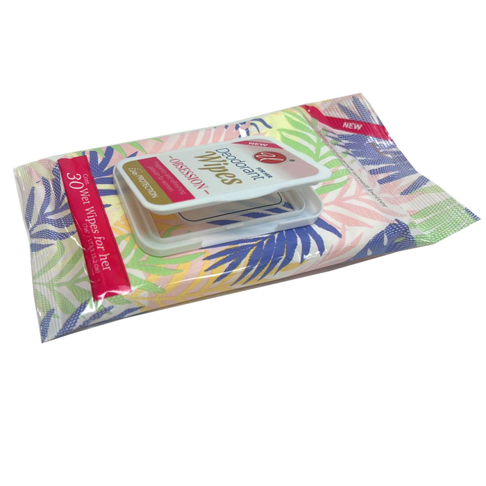 4 Packs Women's Deodorant Wipes Travel Cleansing Cloths Moist Clean Scent 120 Ct
