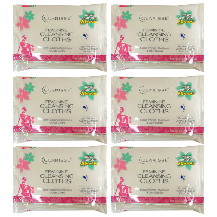 6 Pk Feminine Wipes Cleansing Cloths Women's Wet Moist Towelette Odor Control