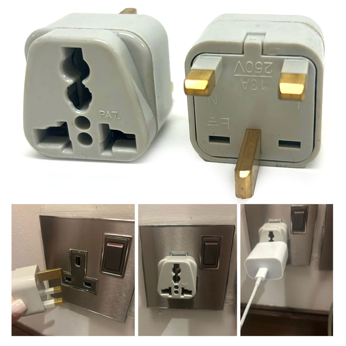 2 Universal Outlet Power Plug Adapter Type G AC Converter Dubai UAE EU AU US UK