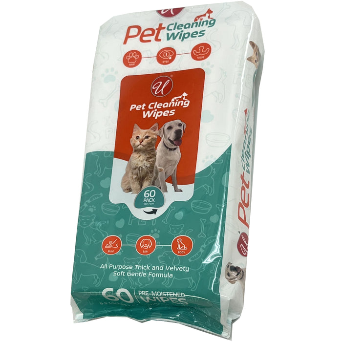 2 Pk Dog Grooming Wipes Deodorize Hypoallergenic Pet Cat Cleaning Dry Bath 120ct