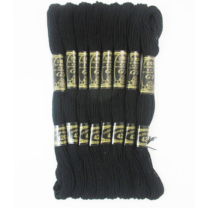 16 Pack Black Stranded Cross Stitch Cotton Embroidery Thread Floss Skeins Sewing