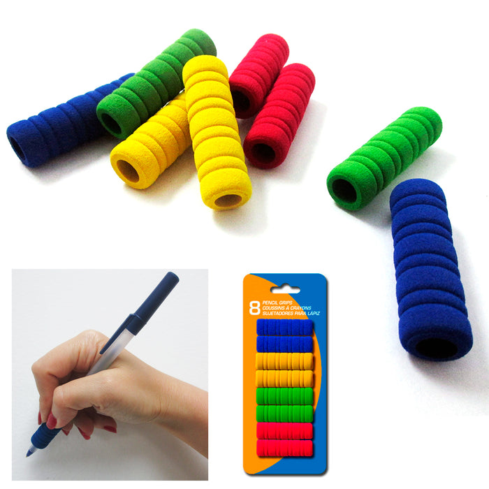 8Pk Groovy Foam Pencil Grips Pen Comfort Soft Sponge Children School Handwriting
