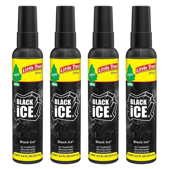 4 Pc Little Trees Black Ice Air Freshener Spray Fragrance Eliminate Odors 3.5oz