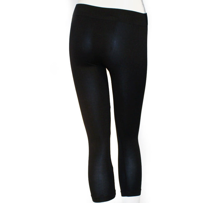 5 Pc Leggings Capri Womens Bottom Seamless Stretch Yoga Pants Exercise Gym Black