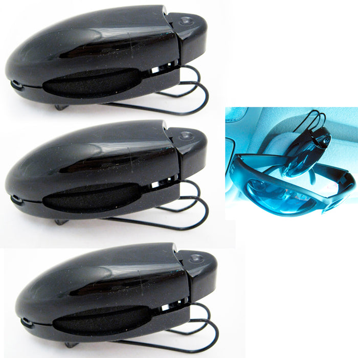 3 Sunglass Visor Clip Sunglasses Eyeglass Holder Car Auto Reading Glasses Black