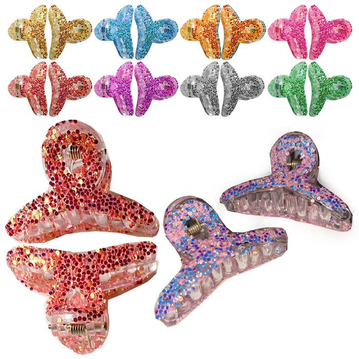 8 Pc Multi Colors Mini Hair Clips Jaw Clamps Claw Glitter Hairpin Grip Barrettes