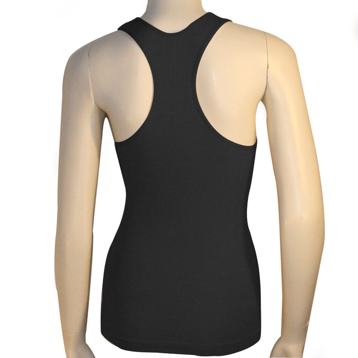 2 Women's Seamless Racerback Tank Top Stretch Sleeveless Basic Cami Sports Black