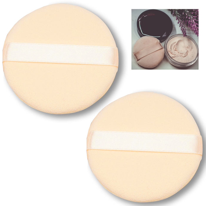 4 Pc Powder Puff Large 3 Inch Velour Body Makeup Satin Ribbon Foundation Blender