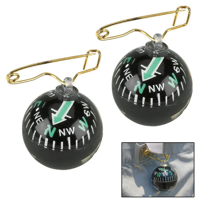 2 Survival Navigation Ball Pin On Compass Liquid Filled Camping Hiking Military