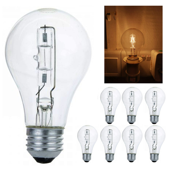 8 X Halogen Light Bulb 60 Watt Clear Dimmable A19 Crystal Bright 750 Lumens Warm