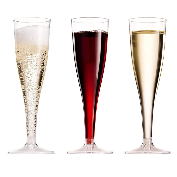 96 Disposable Champagne Flutes Wine Glasses Plastic Cups Mimosa Drinkware 6oz