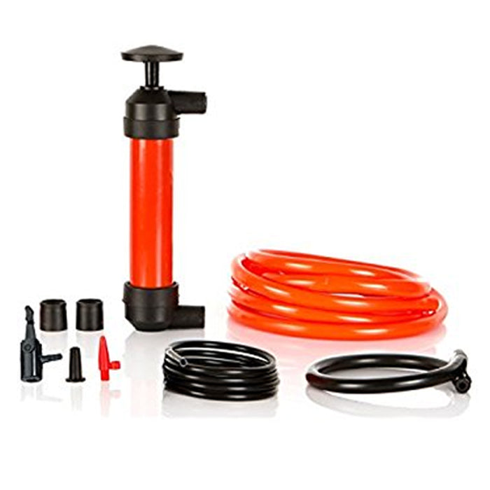 Multi Use Siphon Fuel Transfer Pump Kit for Gas Oil and Liquids 2 50" Hoses Incl