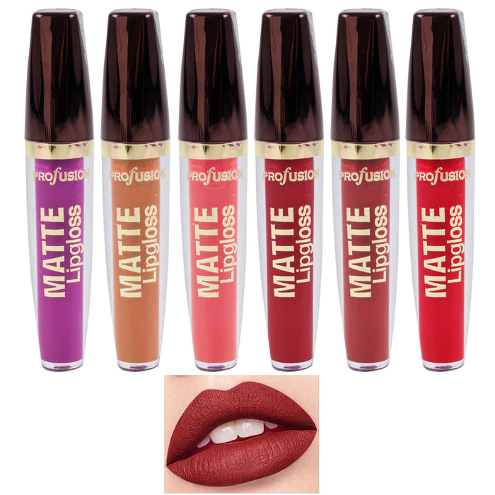 6 Pc Assorted Matte Lip Gloss Lipstick Bold Colors Cream Beauty Cosmetics 0.21oz